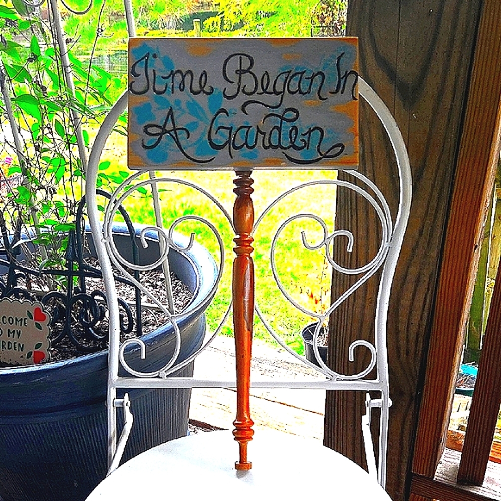 Upcycled Spindle Garden Sign